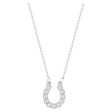 Towards necklace, Horse shoe, White, Rhodium plated | Swarovski