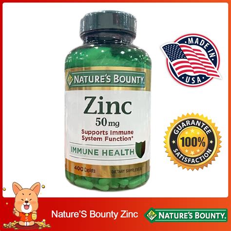 (Exp.062024)Natures Bounty Zinc 50mg 400 Caplets - jojo.storee - ThaiPick
