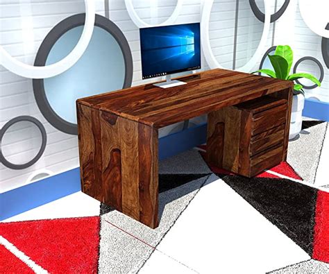 DEMIWALL Solid Sheesham Wood Office Table for Office Work | Wooden ...