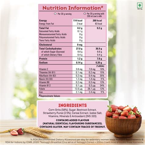 Kelloggs Corn Flakes With Real Strawberry Pure High In Iron ...