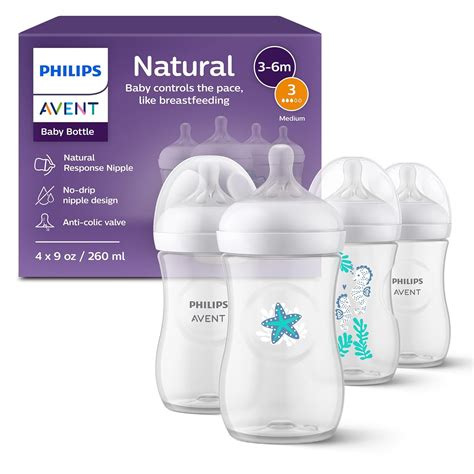 Philips Avent Natural Baby Bottles with Natural Response Nipples ...
