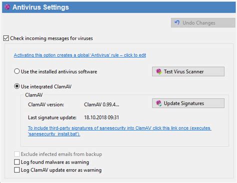 Navigation Pane > Settings > Anti-virus