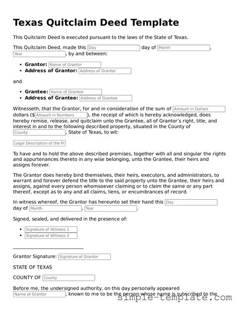 Make Your Texas Quitclaim Deed With Our Fillable Template