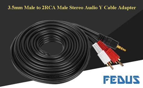 FEDUS 3.5 mm Jack to 2 RCA Male Audio Cable (5 m), Black - 5 Meters ...
