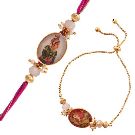 VOYLLA Traditional King And Queen Pearl Beads Bhaiya-Bhabhi Rakhi|Rakhi ...
