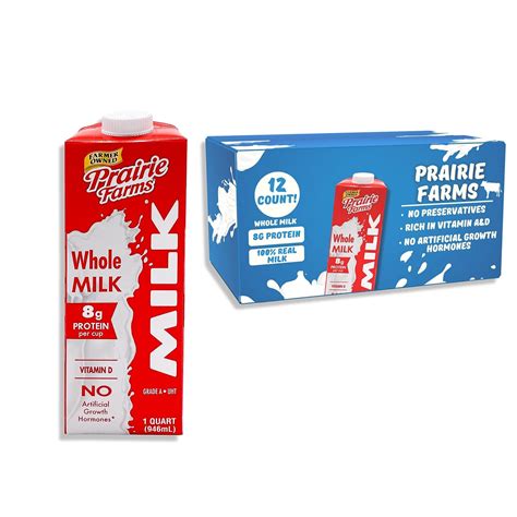 Amazon.com: Prairie Farms Whole Milk - Shelf Stable, Boxed UHT Ultra ...