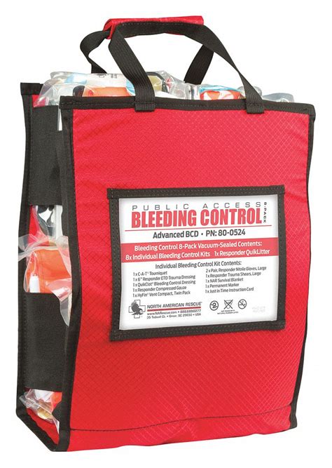 NORTH AMERICAN RESCUE, Plastic Bag, 8 People Served, Bleeding Control ...