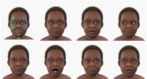 African American Baby with Fur Rigged 3D | 3D Molier International