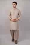 Buy Beige Dupion Sequins Dash Pattern Kurta For Men by Abraham And ...