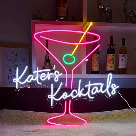 Custom Home Bar Neon Sign | Martini Cocktail LED Sign | Man Cave and ...