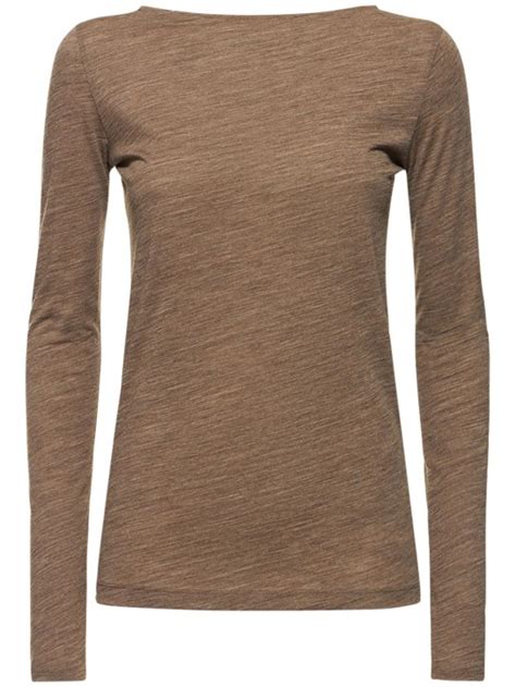 Long sleeved boat neck wool top - Toteme - Women | Luisaviaroma