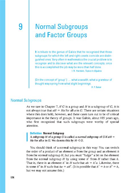 9 Normal Subgroups and Factor Groups - Key Concepts and Examples - Studocu