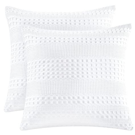 PHF Honeycomb Pillow Cover 100% Cotton Waffle Weave Euro Sham Cover 26 ...