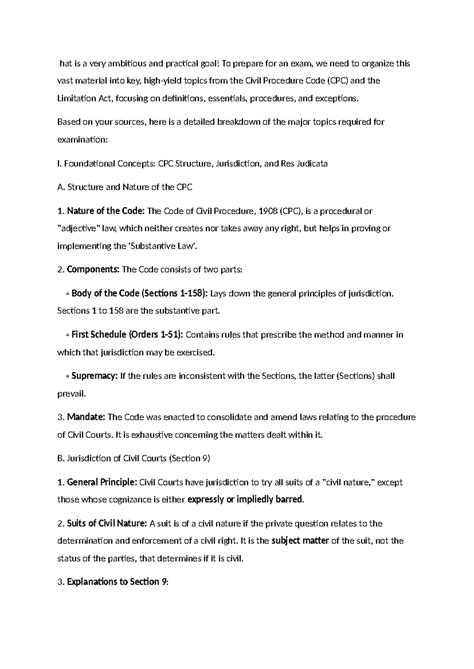 CPC 101: Comprehensive Notes on Civil Procedure Code for Exam Prep ...