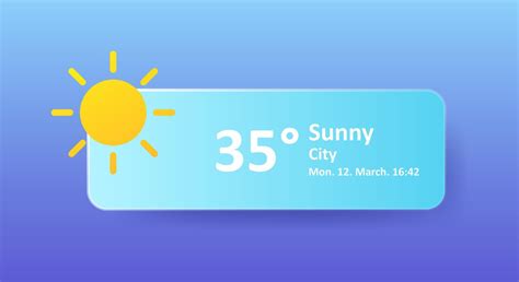 Sunny 35 Degrees Celsius weather forecast, date, location. Summer, hot ...