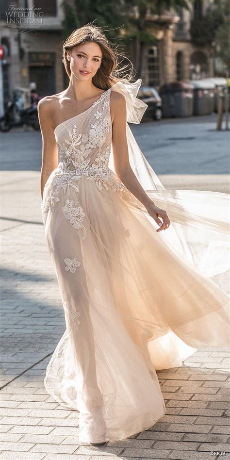 one shoulder wedding dress