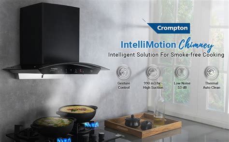 Crompton IntelliMotion 60 cm Curved Glass Kitchen Chimney with Auto ...
