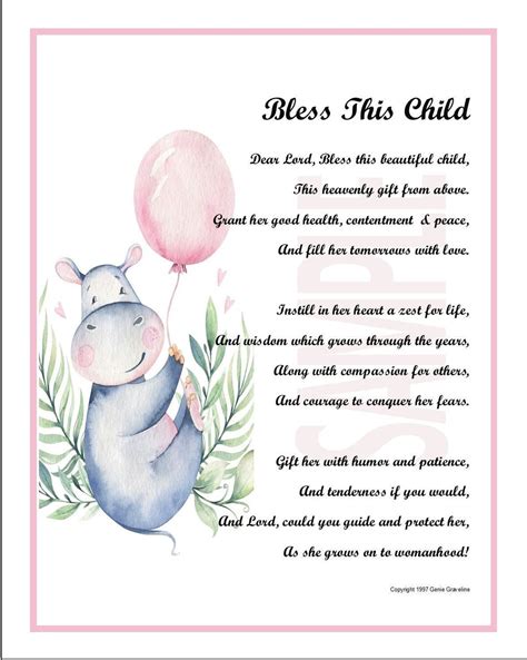 Baby Girl Blessing Gift, DIGITAL DOWNLOAD, Baby Blessing Poem, Shower ...