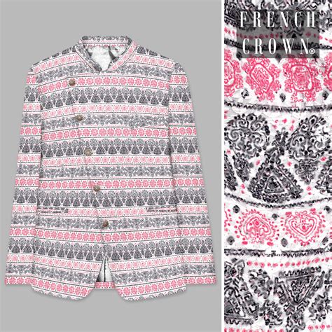 Brink Pink And jade Black Striped Premium Polyester Bandhgala/Jodhpuri ...