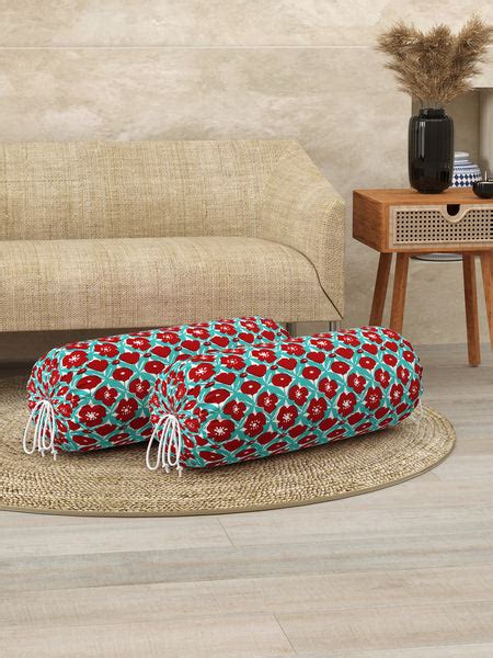 Rajasthani Handmade Hand Block Print Cotton Bolster Cover , Turquoise ...