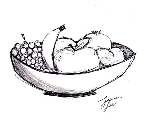 bowl of fruit | Fruits drawing, Fruit sketch, Fruit bowl