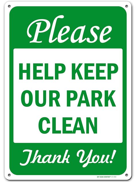 Buy Keep Clean Sign, Please Help Keep Our Park Clean, 10” x 14 ...