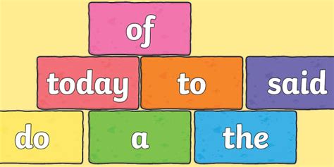 Year 1 Common Exception Words on Multicoloured Bricks