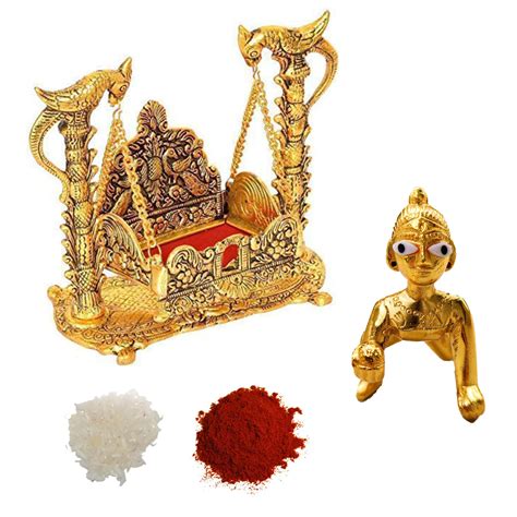 Buy WC Jhula for Krishna Bal Gopal | Laddu Gopal Metal Swing & roli ...