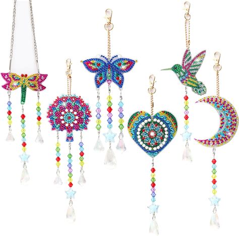 Amazon.com: Fumwase 6Pcs Diamond Art Painting Suncatchers Double Sided ...