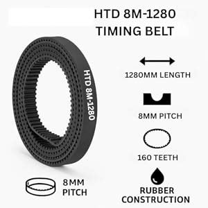 SLVC Timing Belt HTD 8M-1280, 160 Teeth, 8mm Pitch, 1280mm Length ...