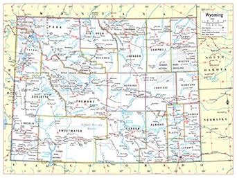 Cool Owl Maps Wyoming State Wall Map Poster Rolled 32"Wx24"H (Paper ...