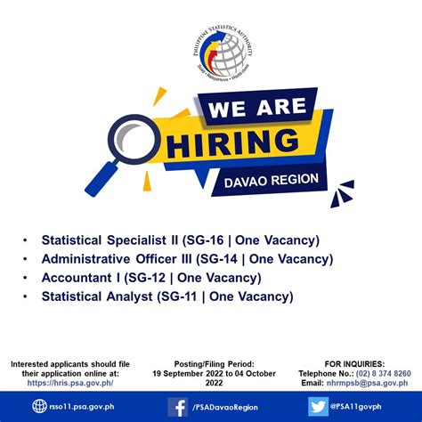 Job Hiring: Various Positions – Philippine Statistics Authority (PSA ...