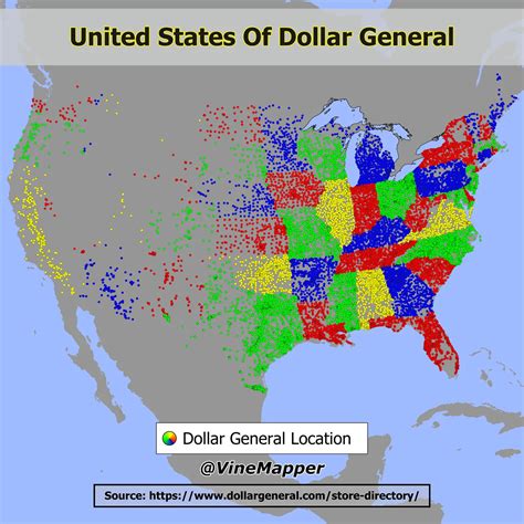 Map Of All 20,039 Dollar General Locations In The US By State
