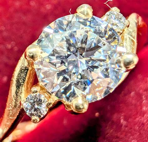 10K YELLOW GOLD 2.8G LAB DIAMOND 1.25CT+0.09CT RING (~SIZE 6.5 ...