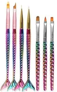 Buy Mermaid Nail Art Brushes 7 Pcs, Nail Brush Pen,Gradient Mermaid Kit ...