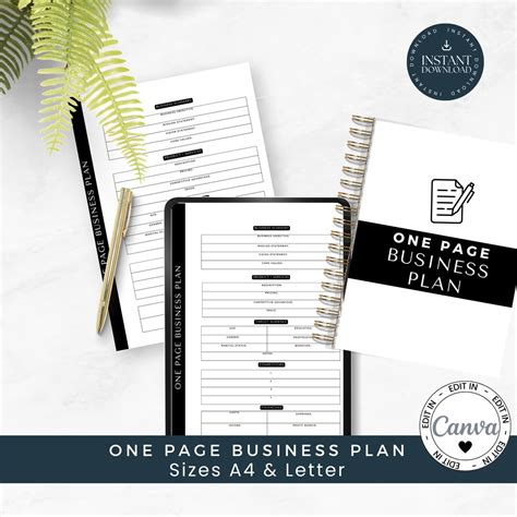 One Page Business Plan Template 的图像结果
