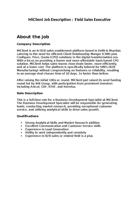 Job Description - With a focus on providing a leaner and more ...