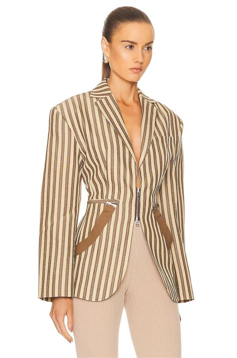 JACQUEMUS La Veste Filu in Beige & Brown Stripes | FWRD