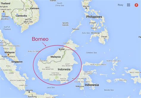Borneo Asia Map