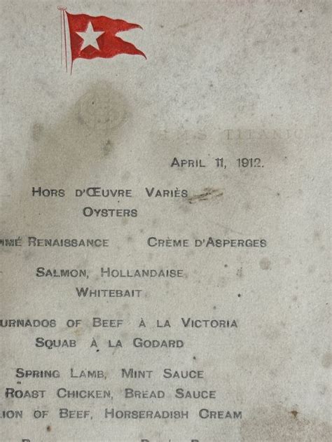 Image result for Titanic First Class Lunch Menu