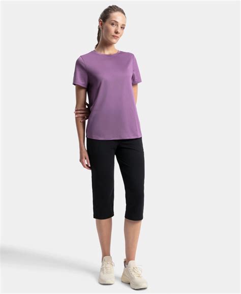 Buy Microfiber Polyester Fabric Relaxed Fit Solid Round Neck Half ...