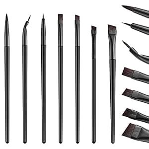 7 Pieces Eyeliner Brushes Set, Thin Angled Winged Gel Liquid Eyeliner ...