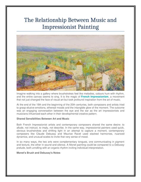 The Relationship Between Music and Impressionist Painting | DOCX