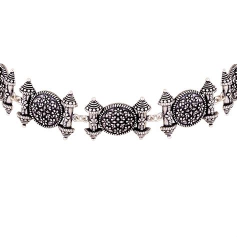Voylla Silver Oxidised Brass Temple Design Boho/Tribal Style Chokker ...