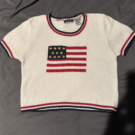 Cute vintage American flag knit sweater... | Depop