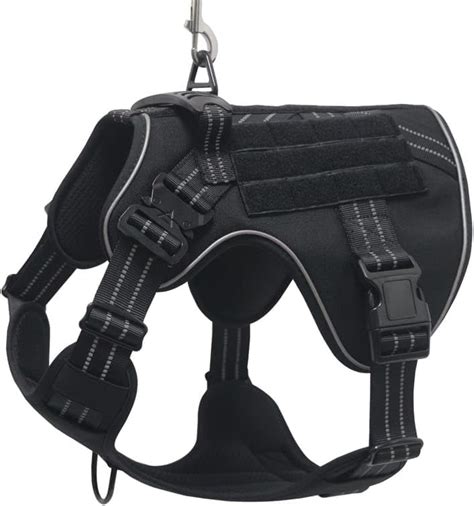 Dog Vest Harness Tactical Dog Reflective Vest with Leash No Pull Pet ...
