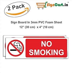 signcart - No Smoking (pack of 2) Sign in 3mm PVC Foam Sheet : Amazon ...
