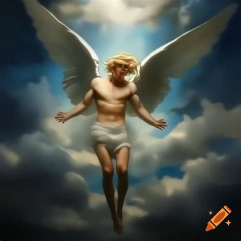 Renaissance painting of long-haired blonde male angel falling from ...