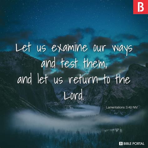 Lamentations 3:40 NIV - Bible Scripture Image - Bible Portal