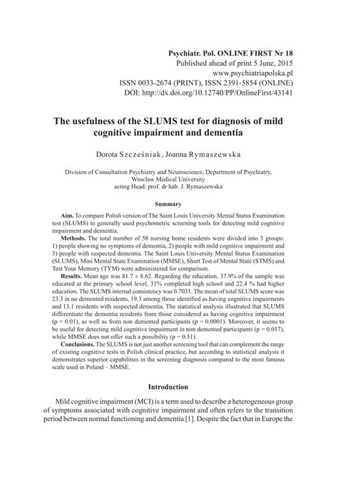 Slums Cognitive Assessment Pdf